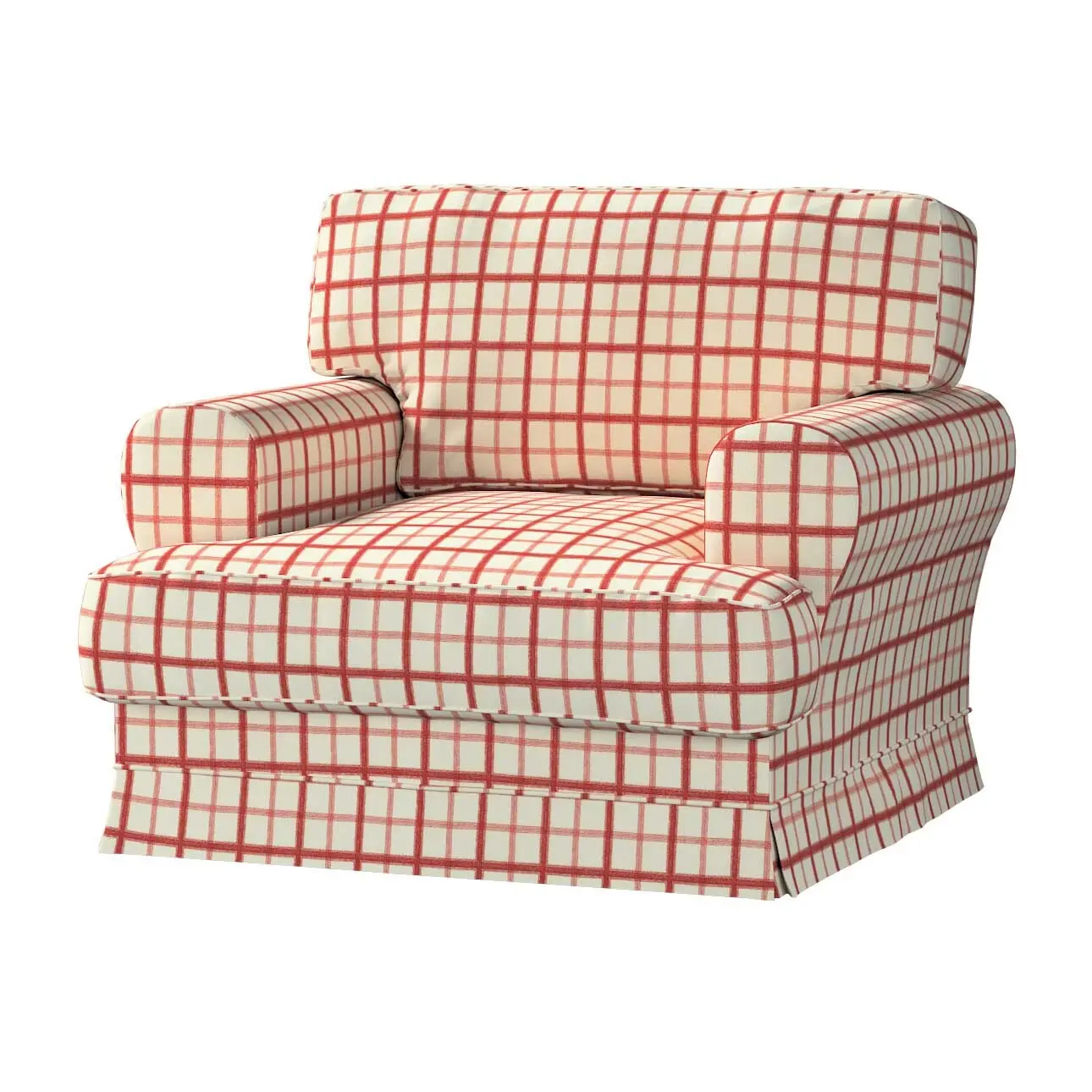 Dekoria Potah na křeslo IKEA Ekeskog, režný podklad,červená mřížka, Potah na křeslo Ekeskog, Avinon, 131-15