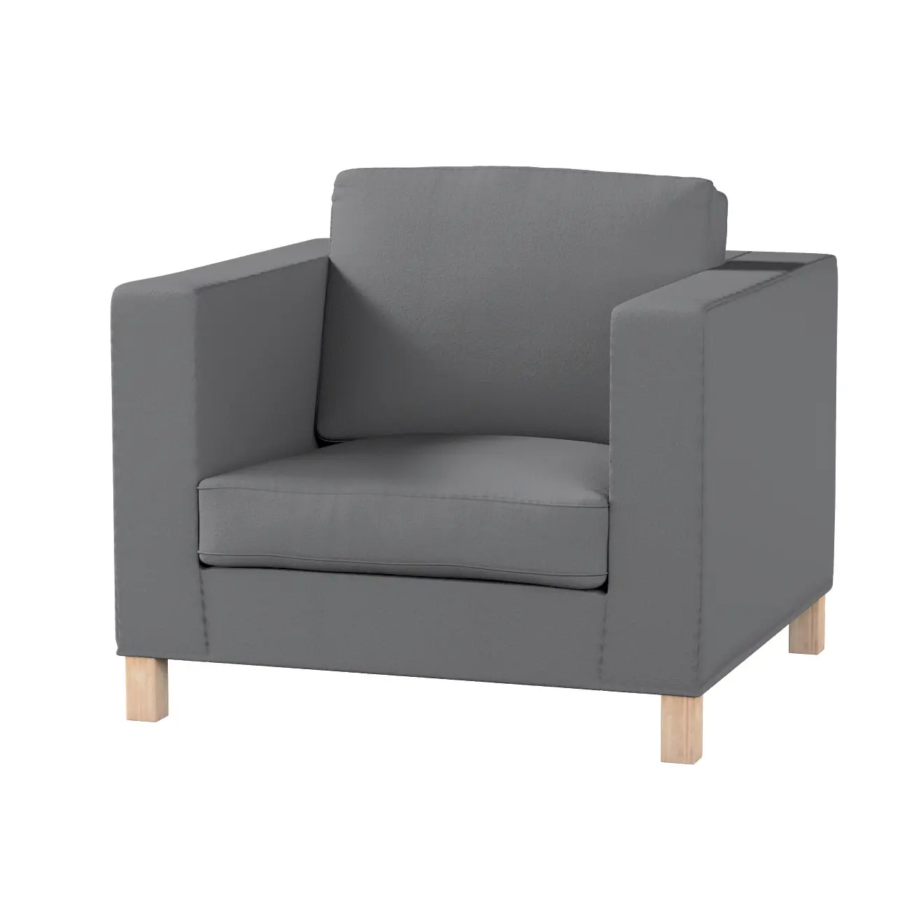 Dekoria Potah na křesko IKEA Karlanda, krátký, tmavě šedá, Potah na křeslo Karlanda, Boucle Teddy, 702-83