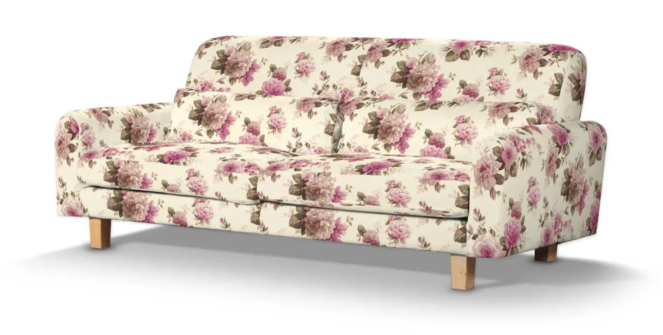 Dekoria Potah na pohovku IKEA Nikkala krátký, růžovo - béžové růže na krémovém pozadí, potah na pohovku Nikkala -krátký, Londres, 141-07