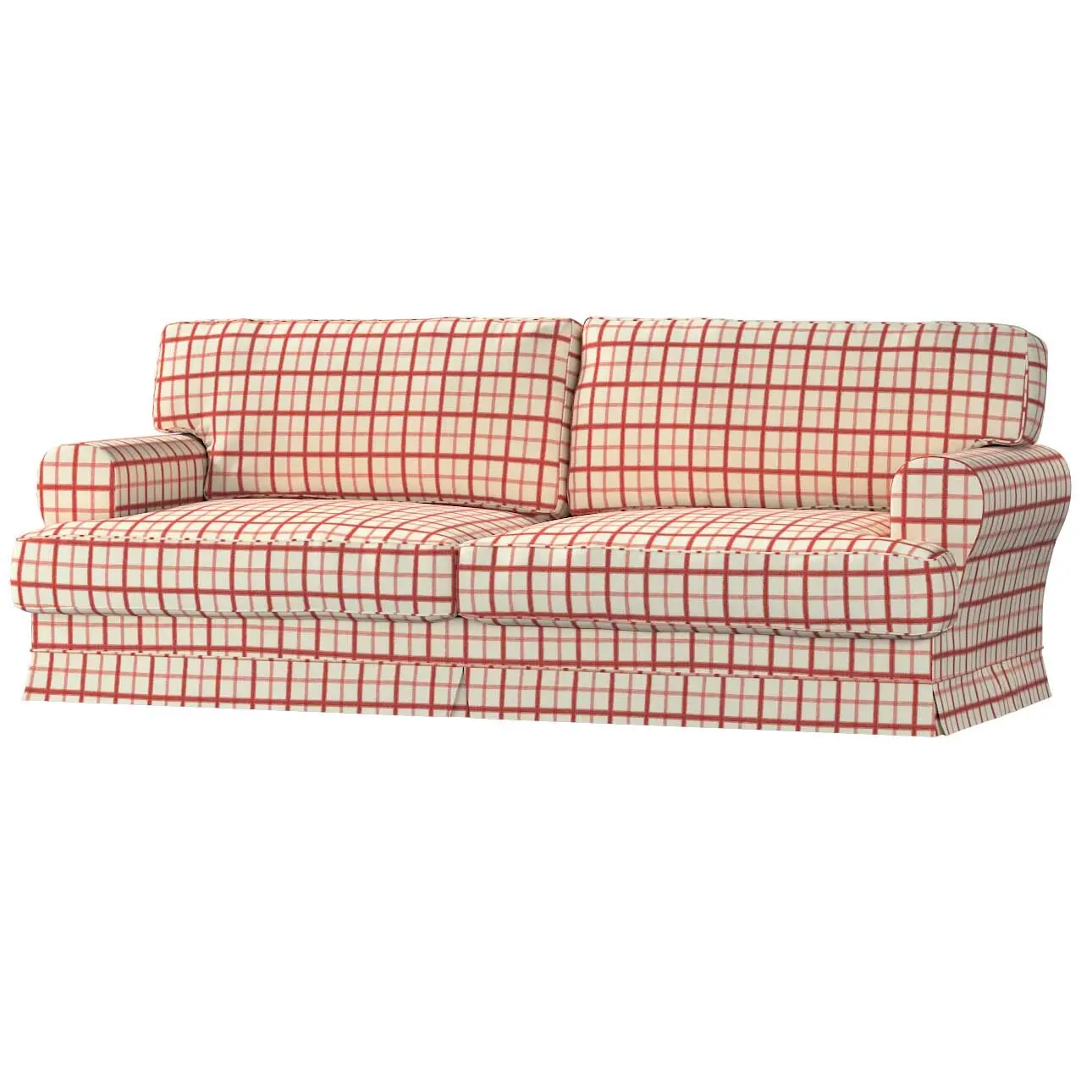 Dekoria Potah na pohovku IKEA Ekeskog rozkládací, režný podklad,červená mřížka, Potah na pohovku Ekeskog rozkládací, Avinon, 131-15
