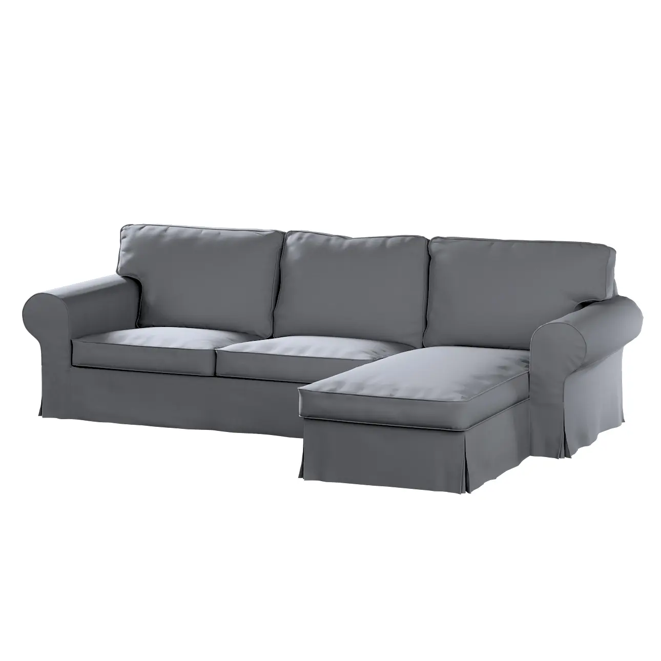 Dekoria Potah na pohovku IKEA Ektorp 2-místná s lenoškou, šedá, pohovka 2-míst. + šezlong, Cotton Panama, 702-46