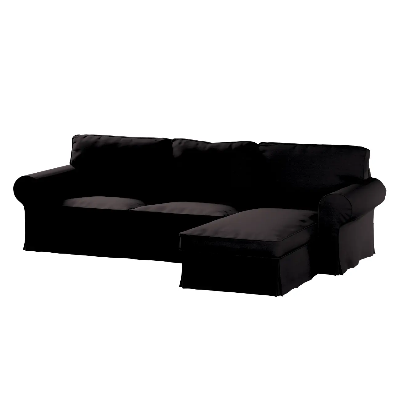 Dekoria Potah na pohovku IKEA Ektorp 2-místná s lenoškou, grafitová, pohovka 2-míst. + šezlong, Cotton Panama, 702-08