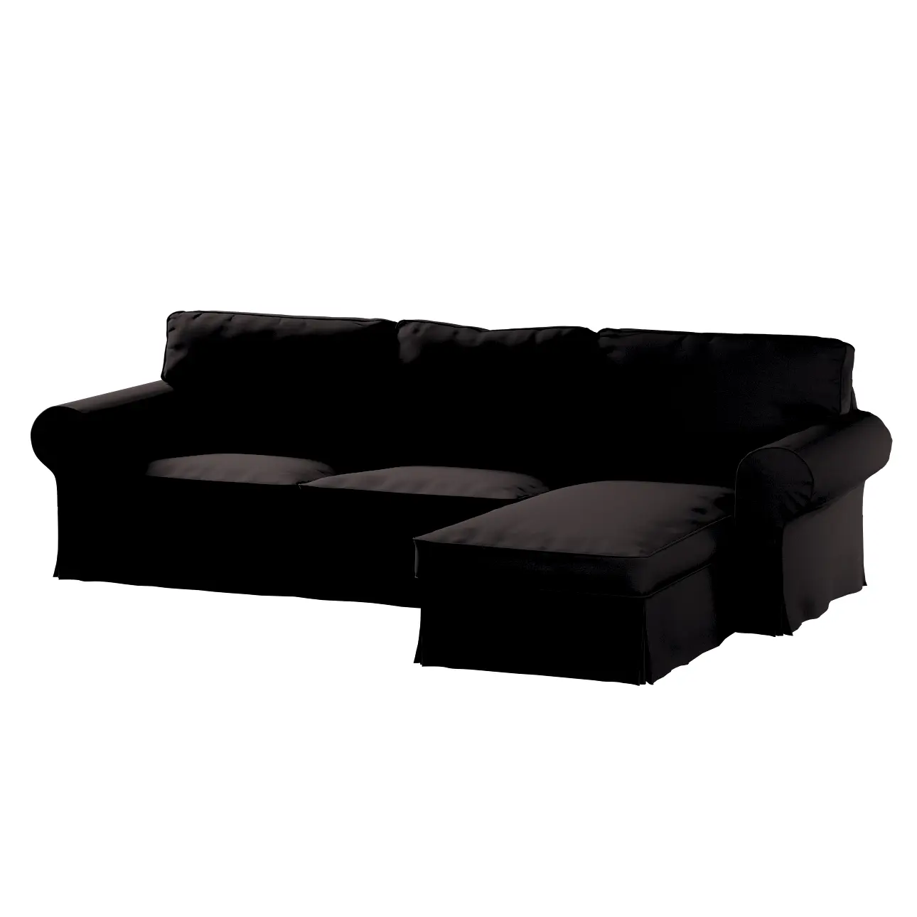 Dekoria Potah na pohovku IKEA Ektorp 2-místná s lenoškou, Black - černá, pohovka 2-míst. + šezlong, Cotton Panama, 702-50