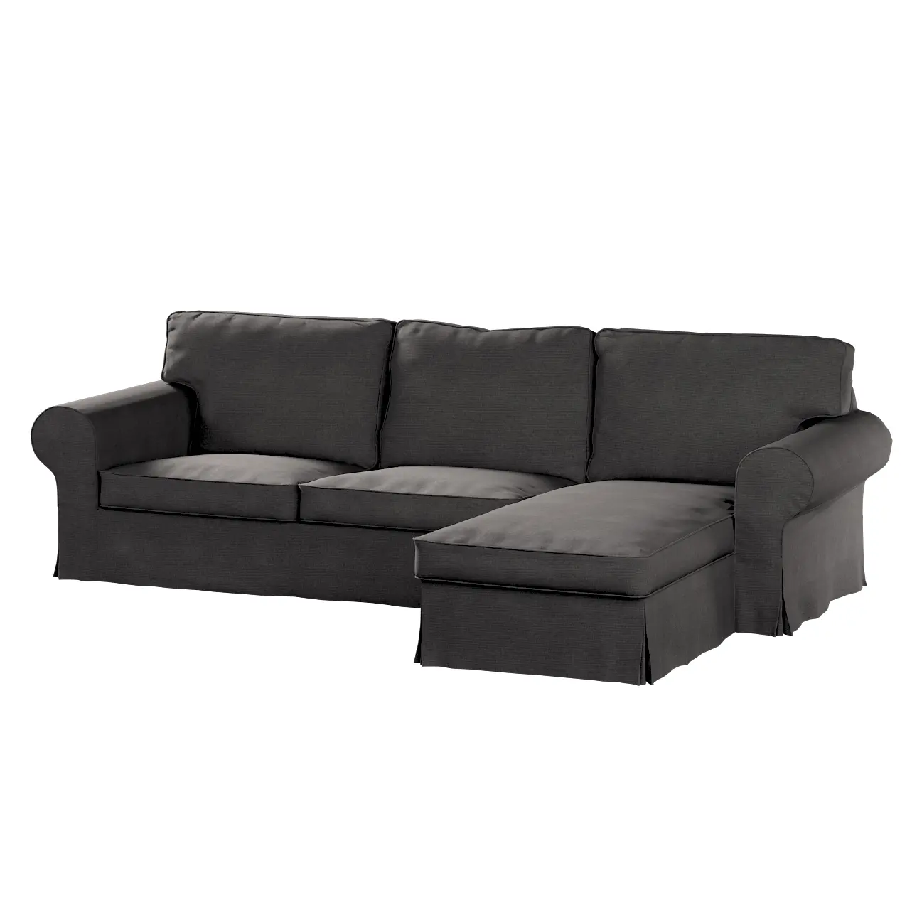 Dekoria Potah na pohovku IKEA Ektorp 2-místná s lenoškou, grafitová, pohovka 2-míst. + šezlong, Etna, 705-35