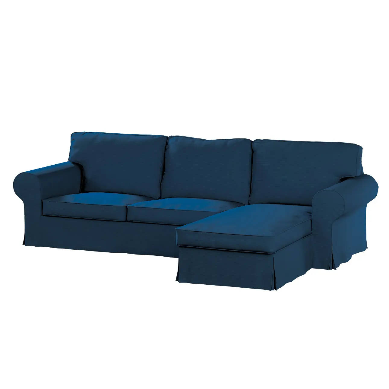 Dekoria Potah na pohovku IKEA Ektorp 2-místná s lenoškou, mořská modrá, pohovka 2-míst. + šezlong, Cotton Panama, 702-48