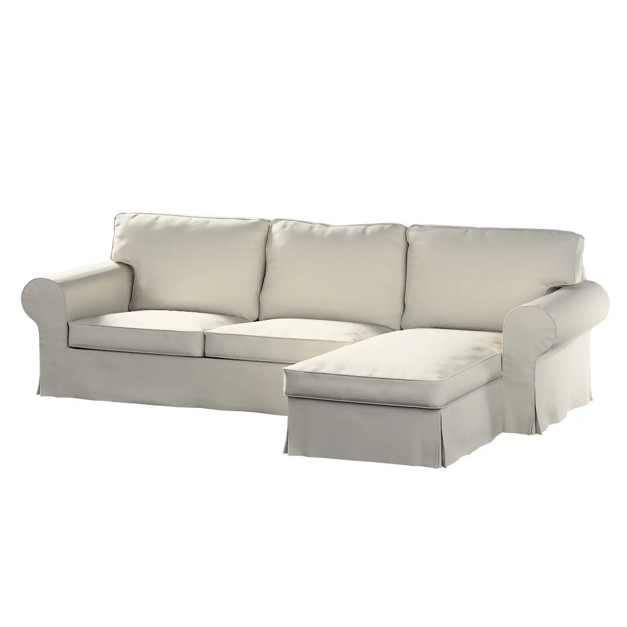 Dekoria Potah na pohovku IKEA Ektorp 2-místná s lenoškou, stříbrošedá, pohovka 2-míst. + šezlong, Cotton Panama, 702-45