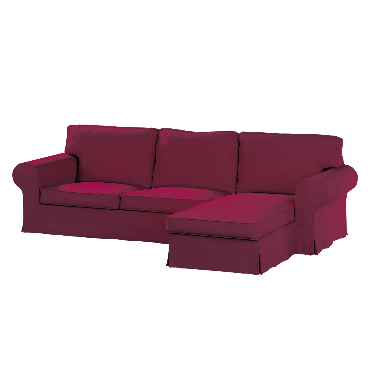 Dekoria Potah na pohovku IKEA Ektorp 2-místná s lenoškou, švestková, pohovka 2-míst. + šezlong, Cotton Panama, 702-32
