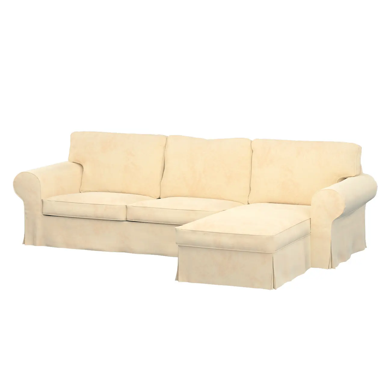 Dekoria Potah na pohovku IKEA Ektorp 2-místná s lenoškou, ecru, pohovka 2-míst. + šezlong, Living Velvet, 704-79