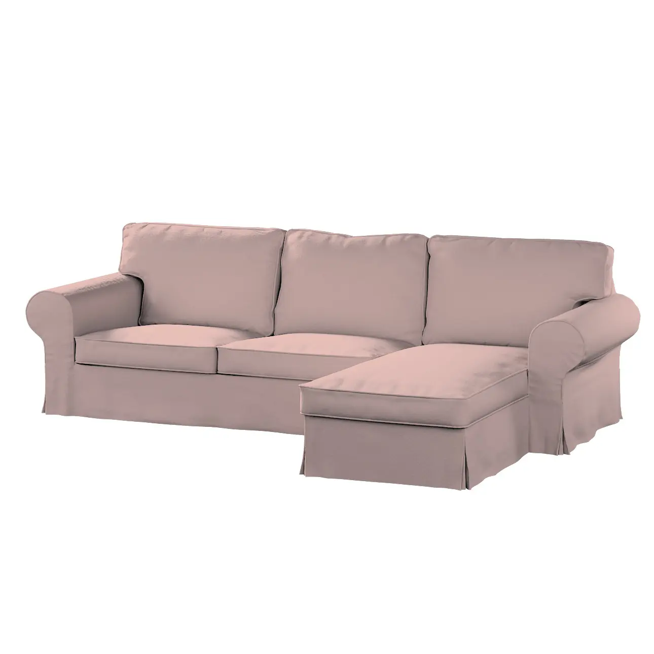 Dekoria Potah na pohovku IKEA Ektorp 2-místná s lenoškou, růžová, pohovka 2-míst. + šezlong, Boucle Teddy, 702-84