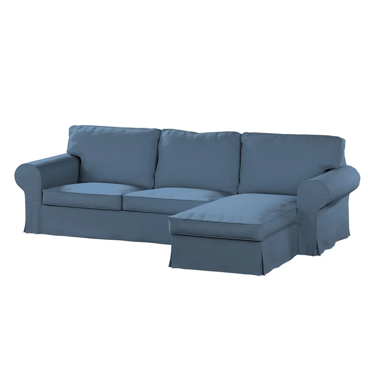Dekoria Potah na pohovku IKEA Ektorp 2-místná s lenoškou, modrá, pohovka 2-míst. + šezlong, Boucle Teddy, 702-86