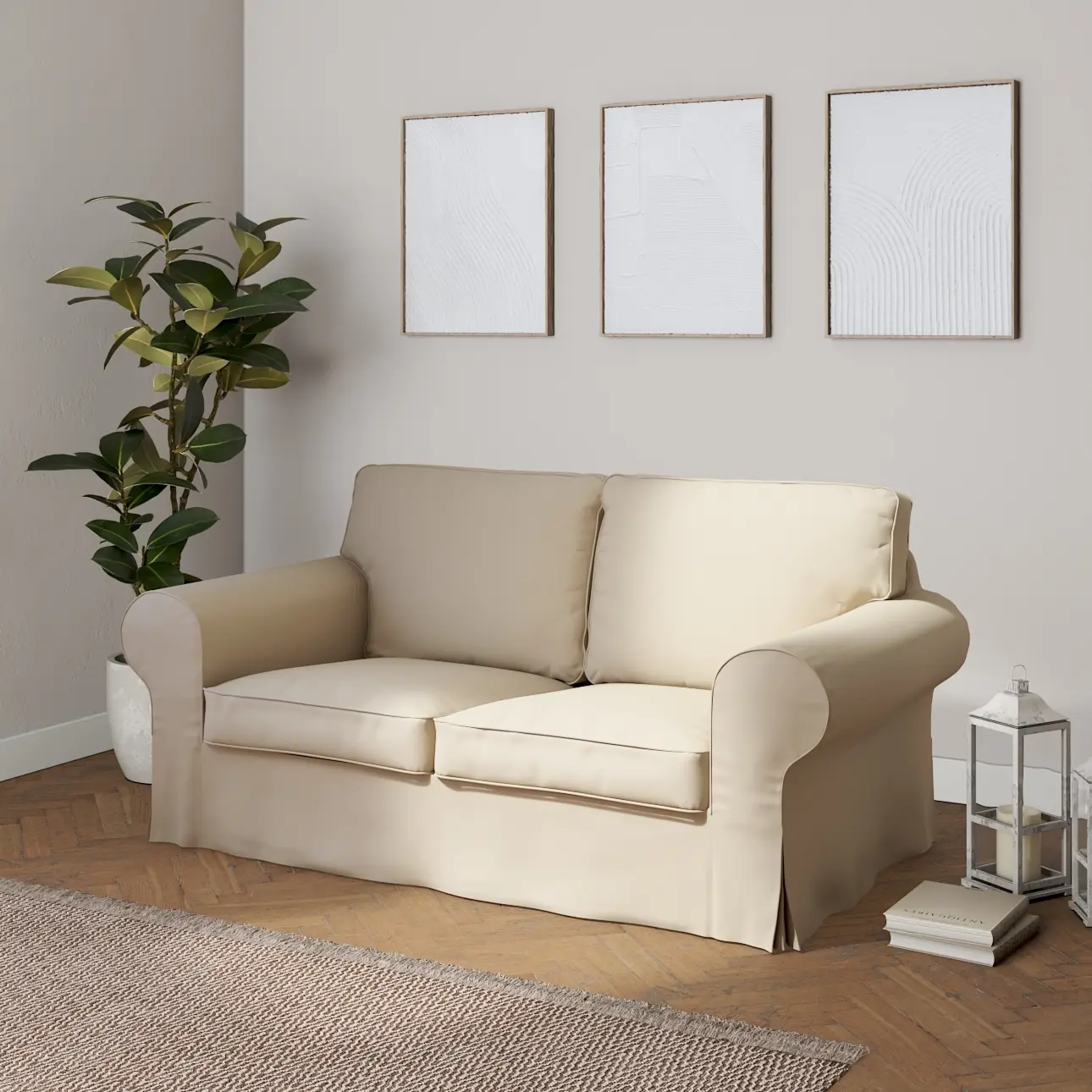 Dekoria Potah na pohovku IKEA Ektorp 2-místná rozkládací  NOVÝ MODEL 2012, bílá káva, Ektorp 2-m rozkl. od 2012, Cotton Panama, 702-47