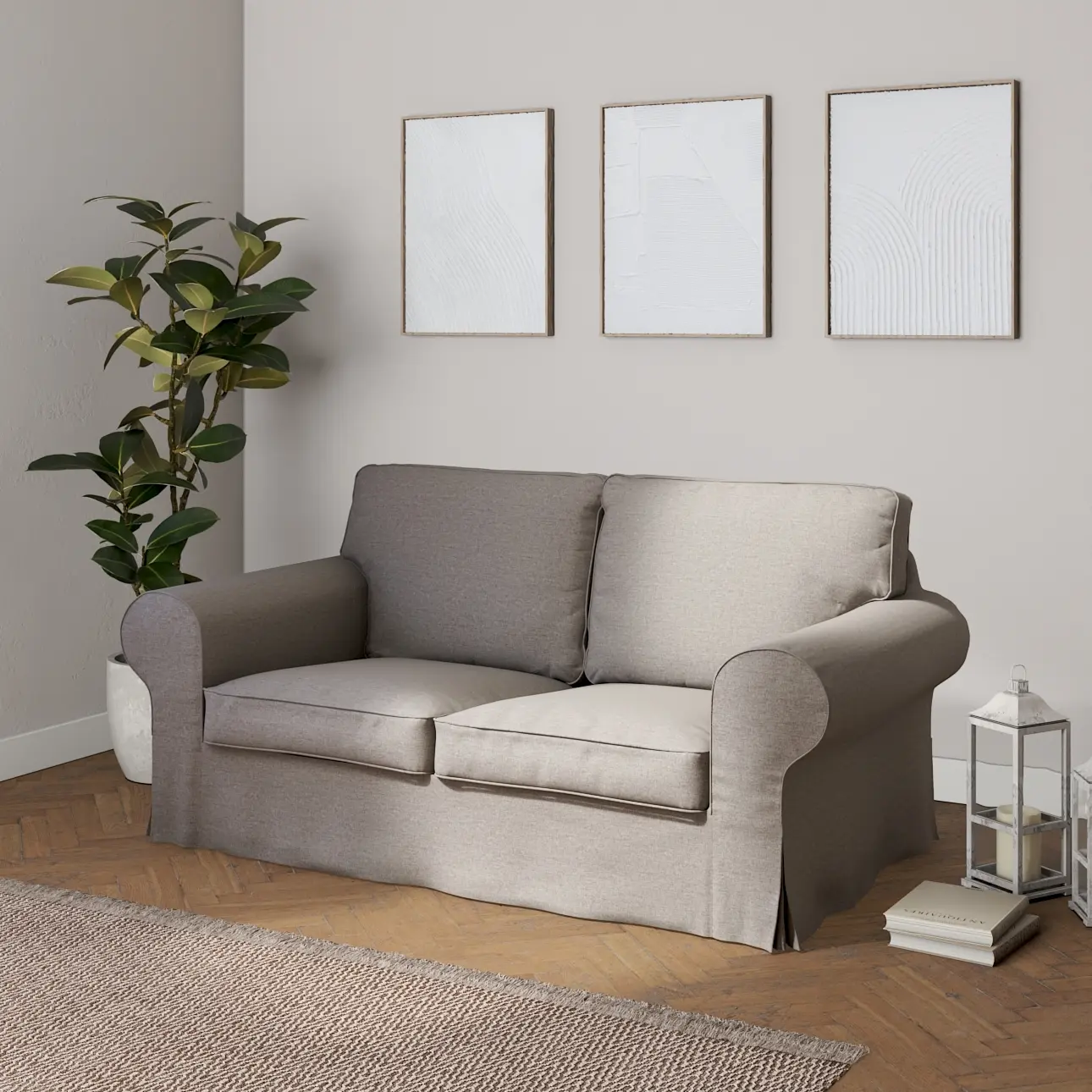Dekoria Potah na pohovku IKEA Ektorp 2-místná rozkládací  NOVÝ MODEL 2012, antracitová , Ektorp 2-m rozkl. od 2012, Edinburgh, 115-77