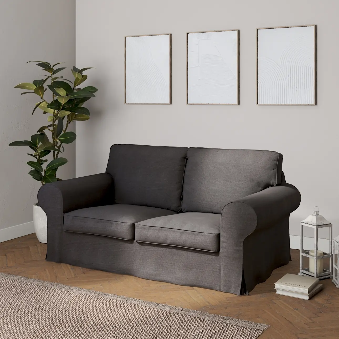 Dekoria Potah na pohovku IKEA Ektorp 2-místná rozkládací  NOVÝ MODEL 2012, grafitová, Ektorp 2-m rozkl. od 2012, Etna, 705-35