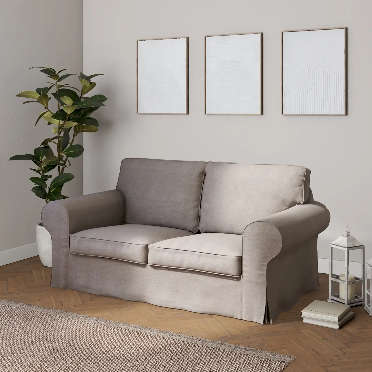 Dekoria Potah na pohovku IKEA Ektorp 2-místná rozkládací  NOVÝ MODEL 2012, šedo-béžová, Ektorp 2-m rozkl. od 2012, Etna, 705-09