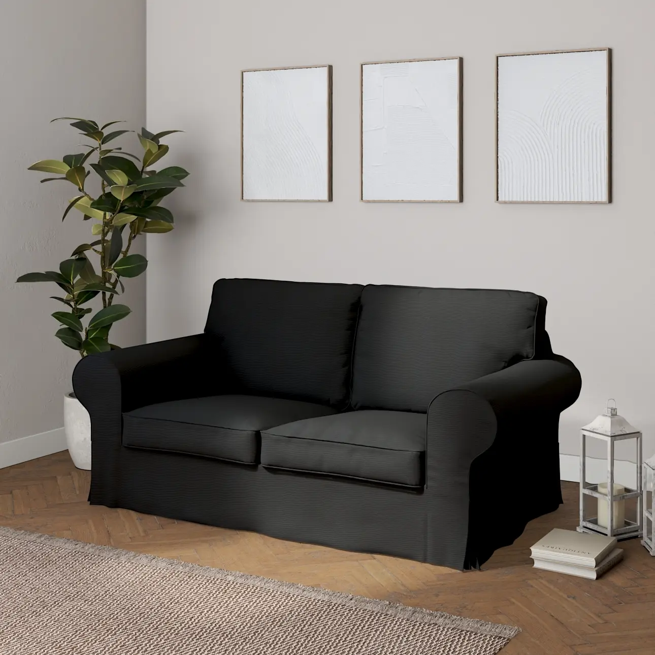 Dekoria Potah na pohovku IKEA Ektorp 2-místná rozkládací  NOVÝ MODEL 2012, černá, Ektorp 2-m rozkl. od 2012, Etna, 705-00