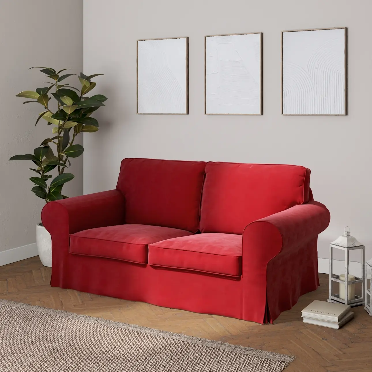 Dekoria Potah na pohovku IKEA Ektorp 2-místná rozkládací  NOVÝ MODEL 2012, sytá červená, Ektorp 2-m rozkl. od 2012, Velvet, 704-15