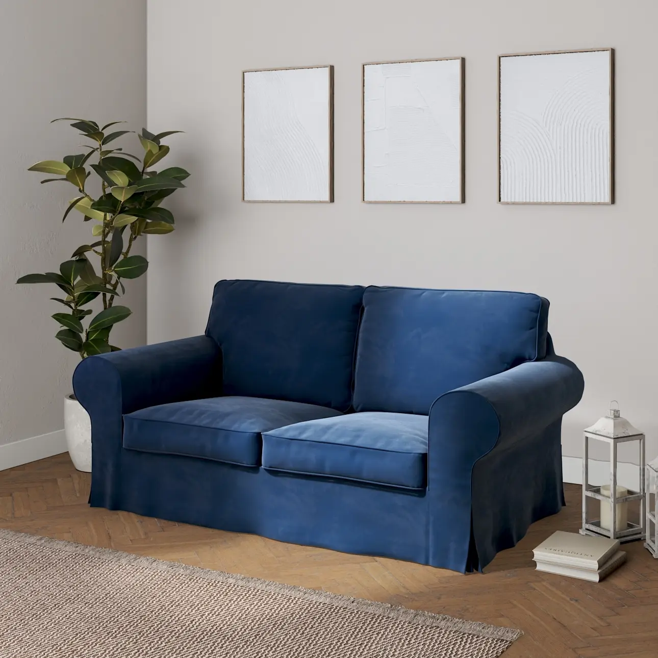 Dekoria Potah na pohovku IKEA Ektorp 2-místná rozkládací  NOVÝ MODEL 2012, tmavě modrá, Ektorp 2-m rozkl. od 2012, Velvet, 704-29