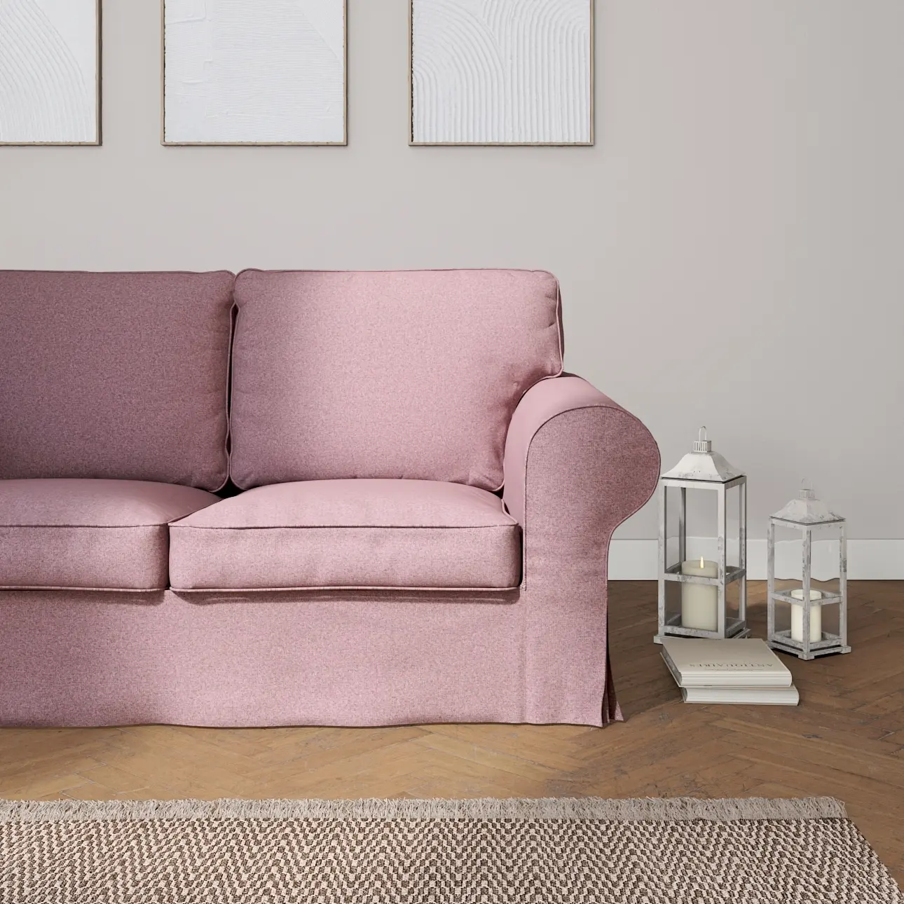 Dekoria Potah na pohovku IKEA Ektorp 2-místná rozkládací  NOVÝ MODEL 2012, růžový melanž s černou nitkou, Ektorp 2-m rozkl. od 2012, Amsterdam, 704-48