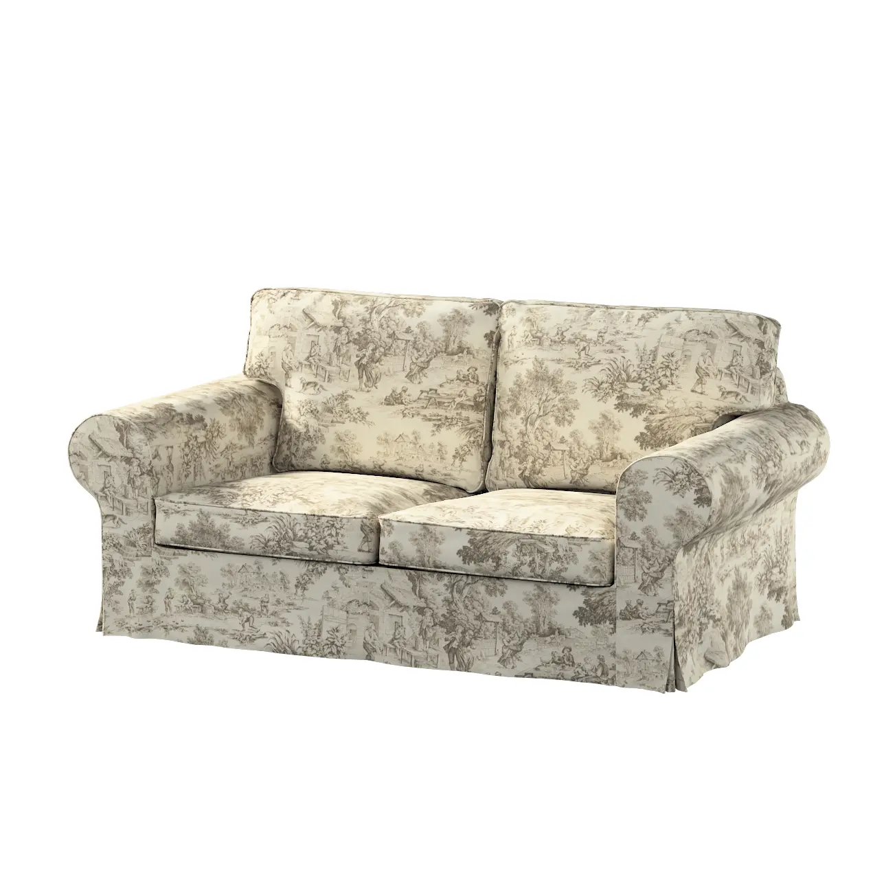 Dekoria Potah na pohovku IKEA Ektorp 2-místná rozkládací  NOVÝ MODEL 2012, ecru pozadí, béžové postavy, Ektorp 2-m rozkl. od 2012, Avinon, 144-53