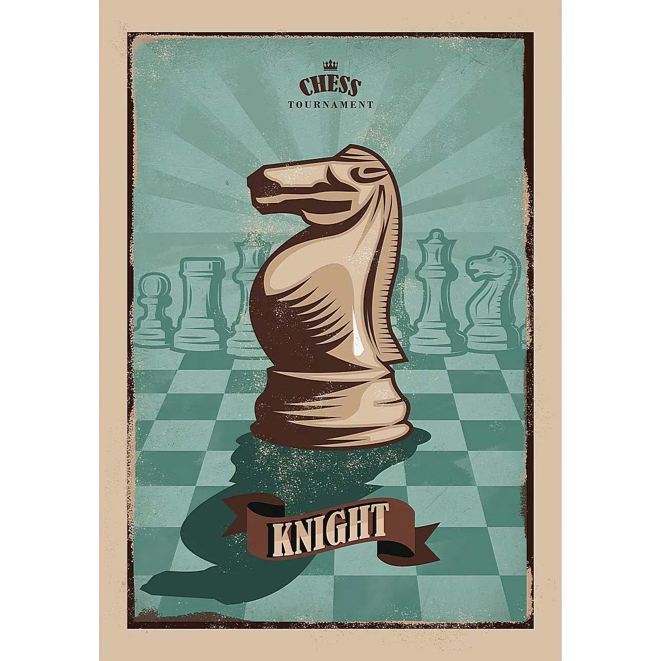 Dekoria Obraz na plátně Vintage Chess I, 50 x 70 cm