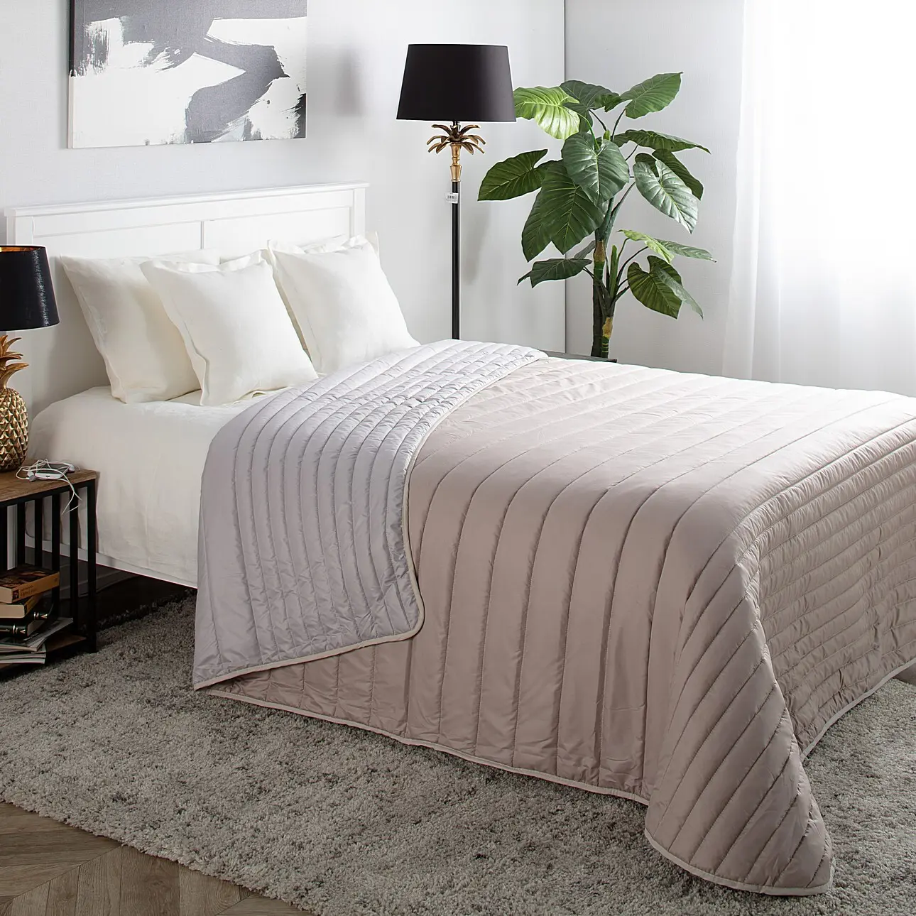 Dekoria Prošívaný přehoz Soft Touch 220x240cm Beige, 220 x 240 cm