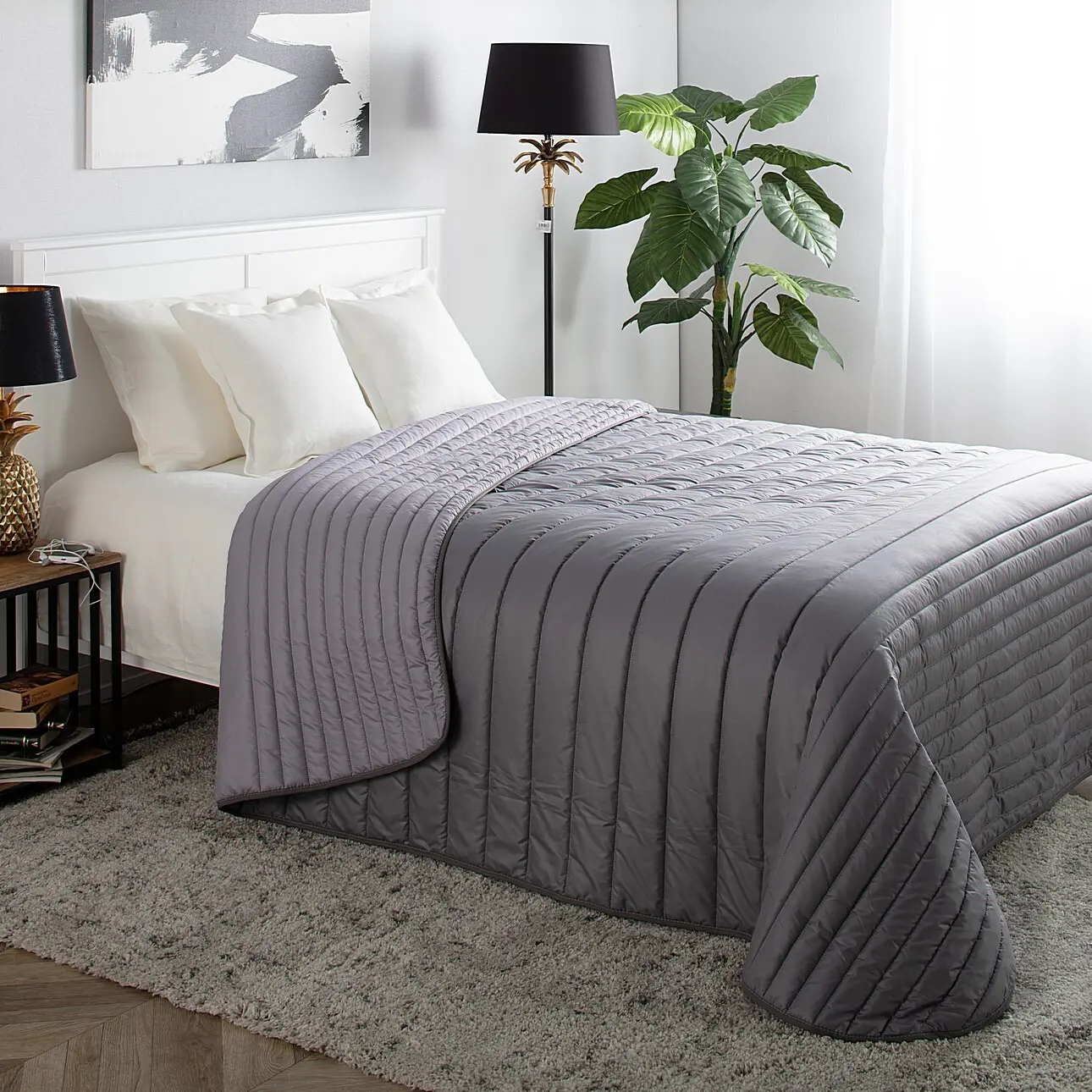 Dekoria Prošívaný přehoz Soft Touch 220x240cm Gray, 220 x 240 cm