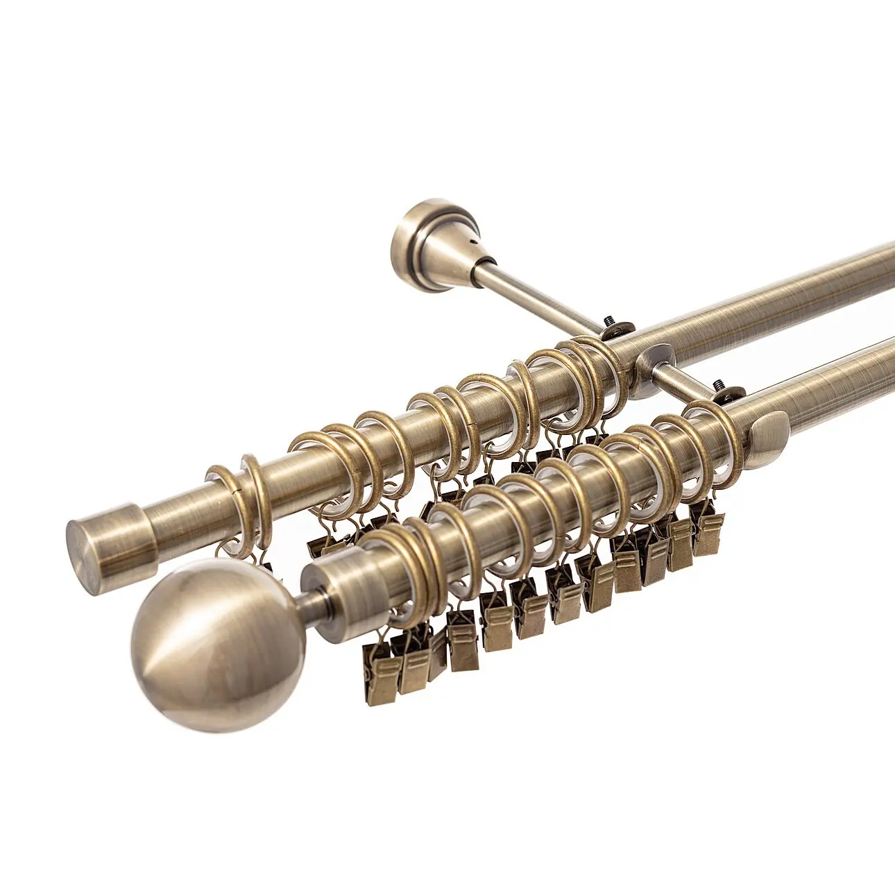 Dekoria Dvojitá garnýž Elegant antique brass 160cm, 160 cm