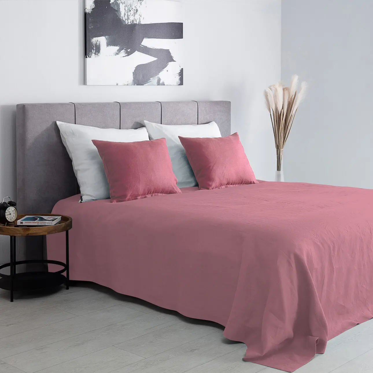 Dekoria Přehoz Linen 260x260 cm růžový, 260 x 260 cm