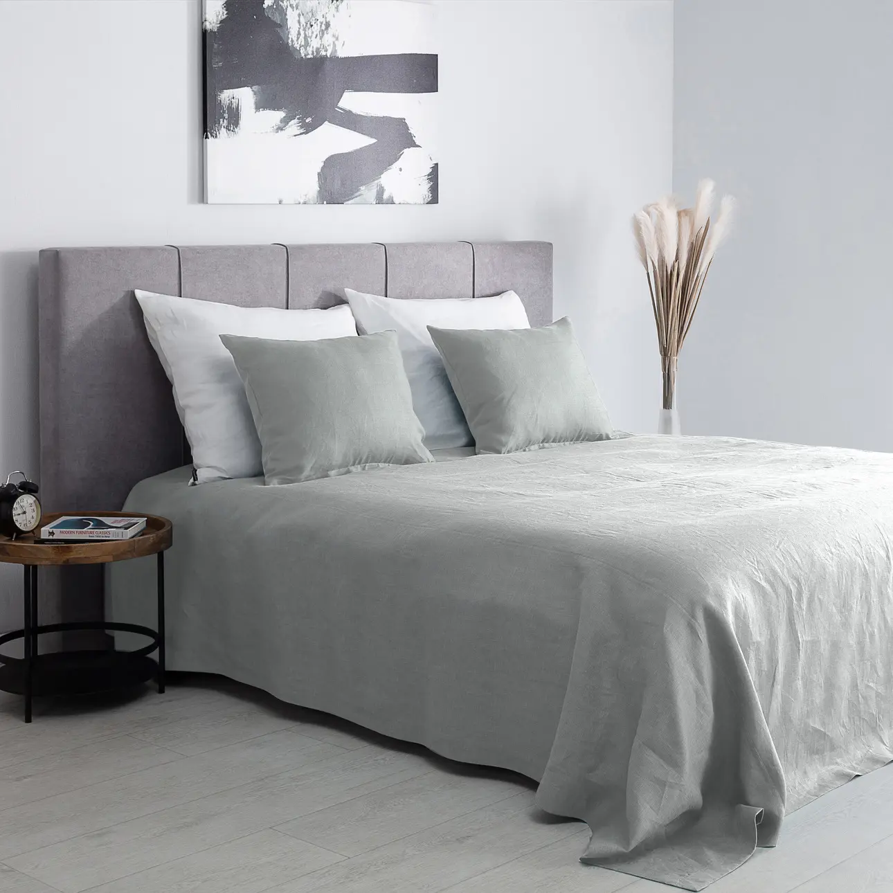 Dekoria Přehoz Linen 260x260 cm světle šedý, 260 x 260 cm