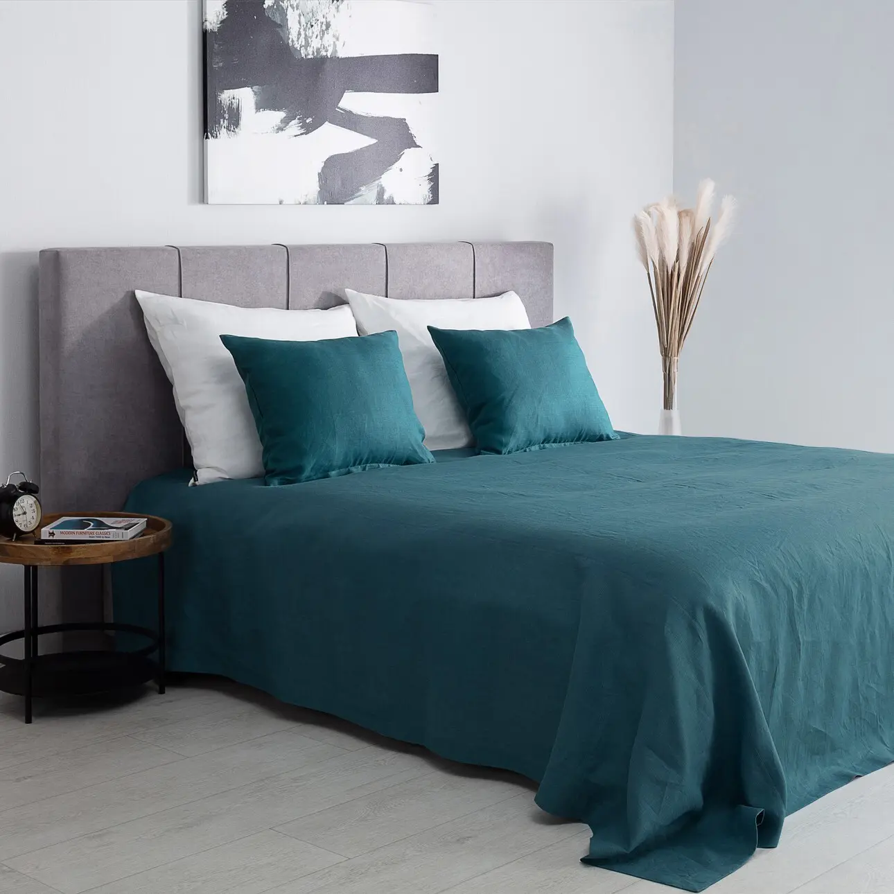 Dekoria Pled Linen 260x260cm smaragdový, 260 x 260 cm