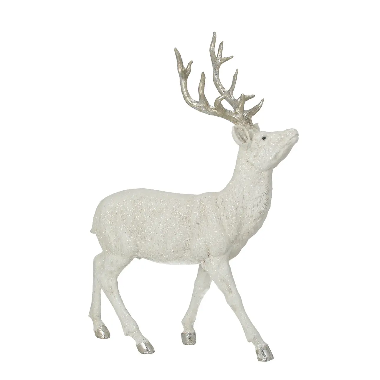 Dekoria Figurka Deer White 32x12x39 cm silver, 32x12x39 cm