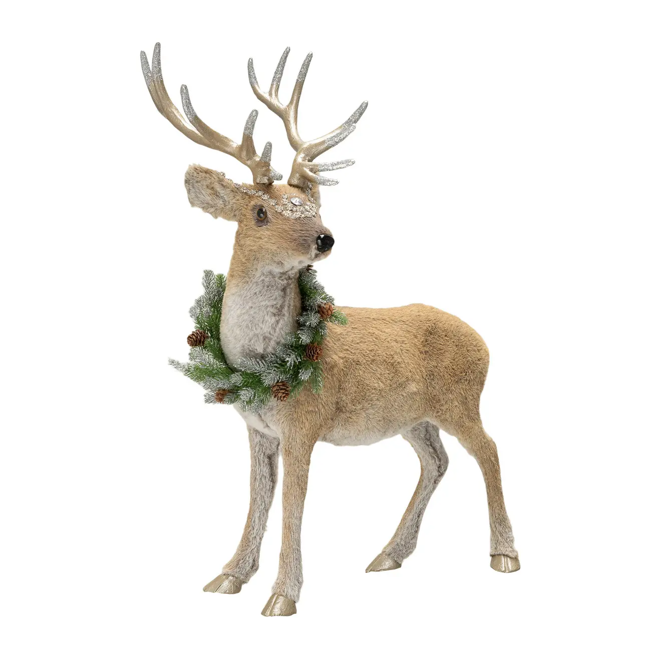 Dekoria Figurka Winter Deer 60x35x77 cm, 60x35x77 cm