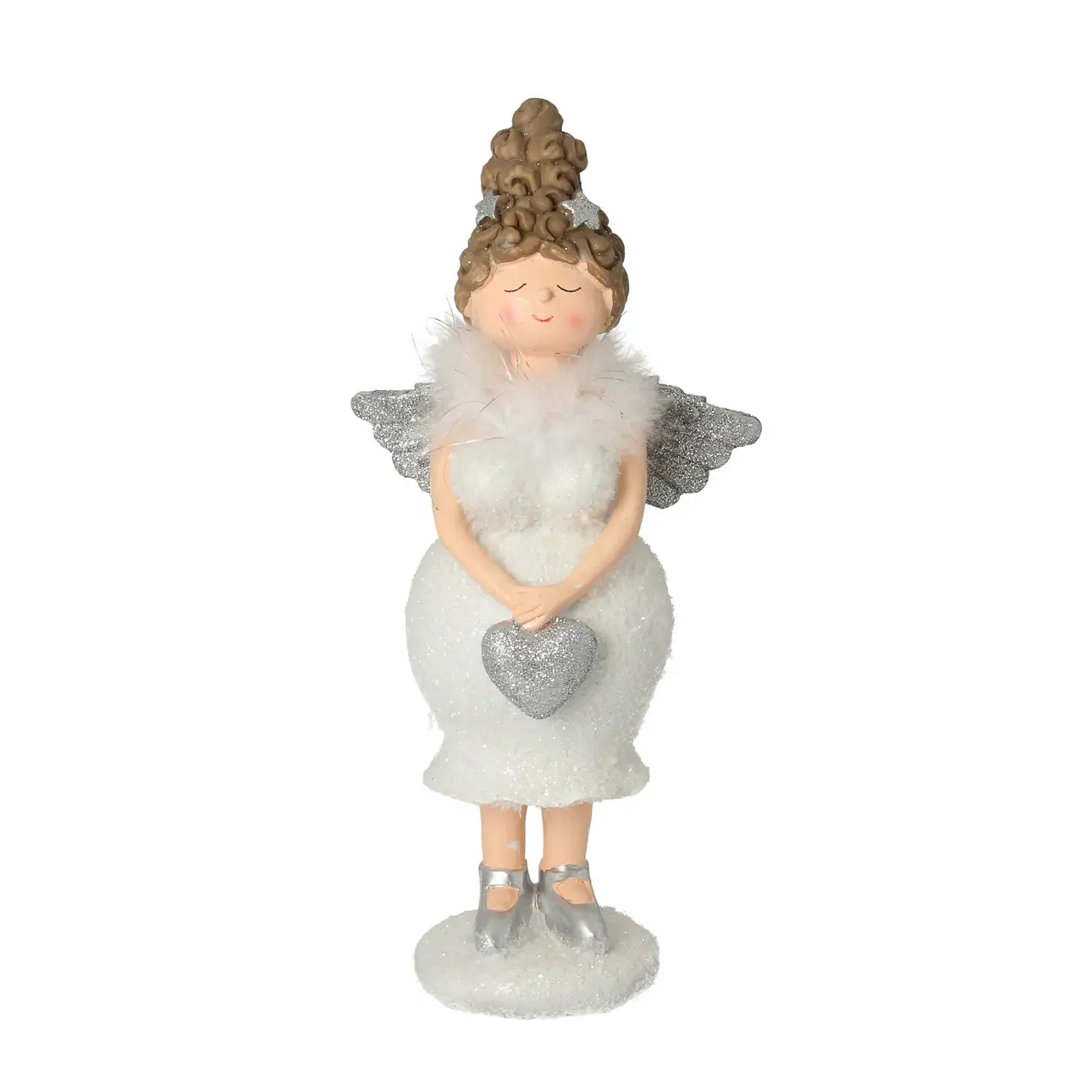 Dekoria Figurka Angel Heart 30 cm silver, 14x11x30 cm
