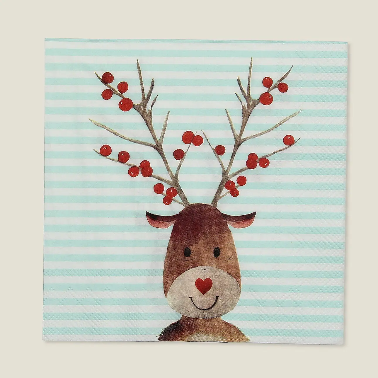 Dekoria Vánoční ubrousky Reindeer Stripes 20 szt., 16x16x3 cm