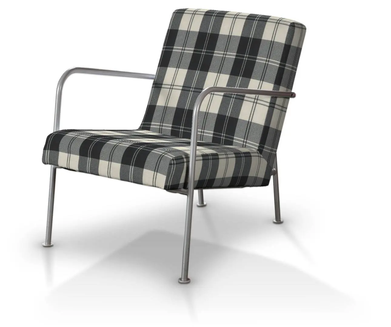 Dekoria Potah na křeslo Ikea PS,  černo-bílá kostka, fotel Ikea PS, Edinburgh, 115-74