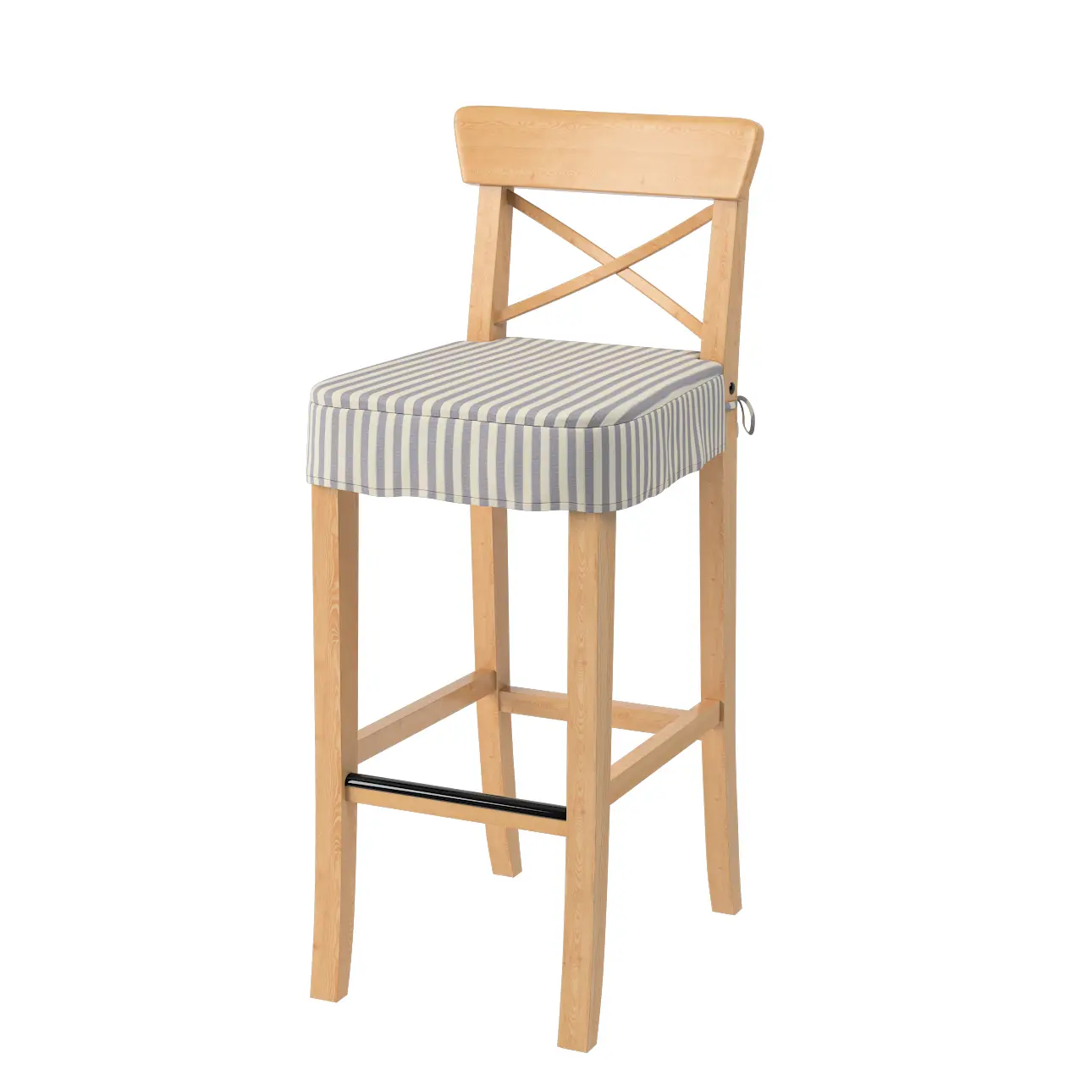 Dekoria Sedák na židli IKEA Ingolf - barová, tmavě modrá - bílá - pruhy, barová židle Ingolf, Quadro, 136-02