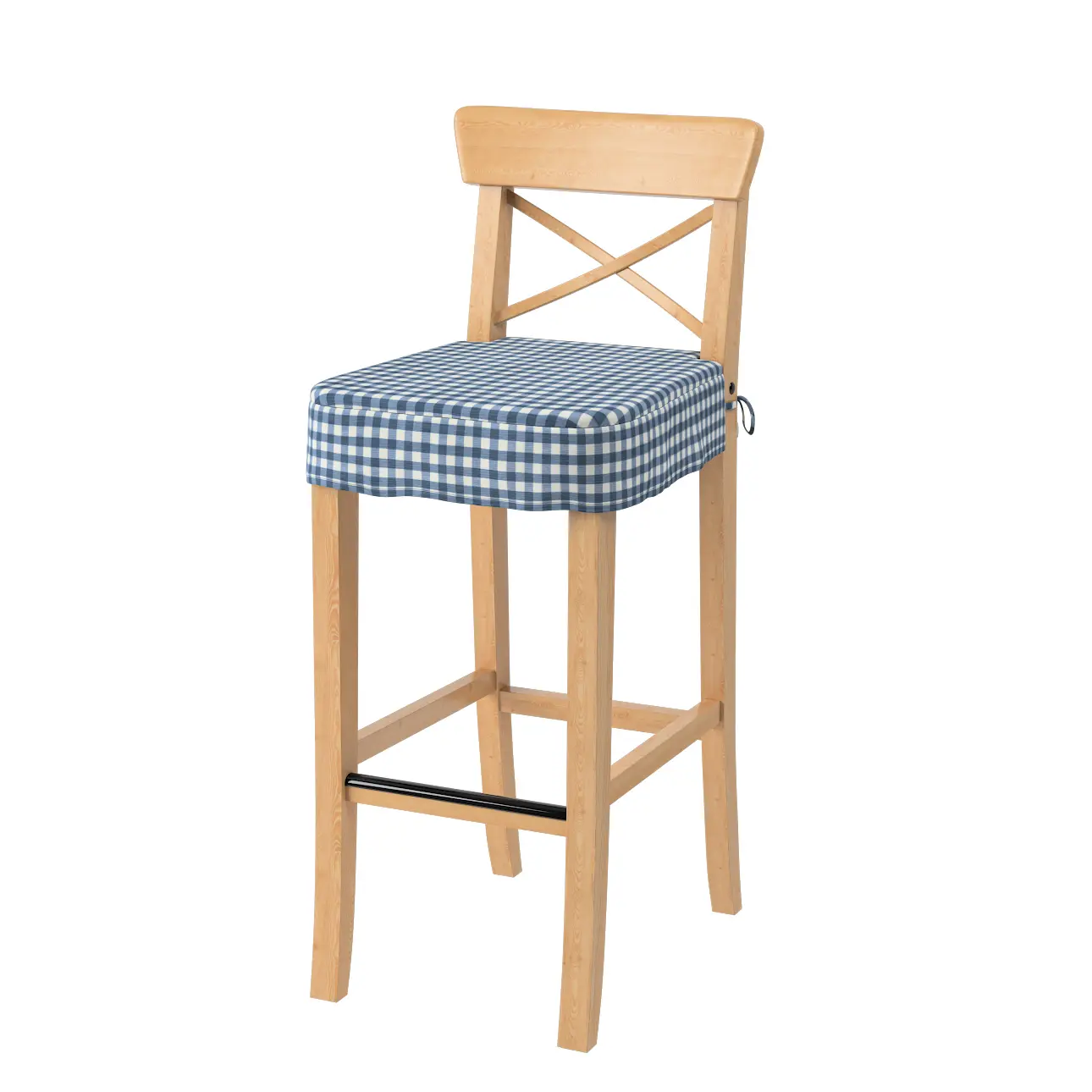Dekoria Sedák na židli IKEA Ingolf - barová, tmavě modrá - bílá střední kostka, barová židle Ingolf, Quadro, 136-01