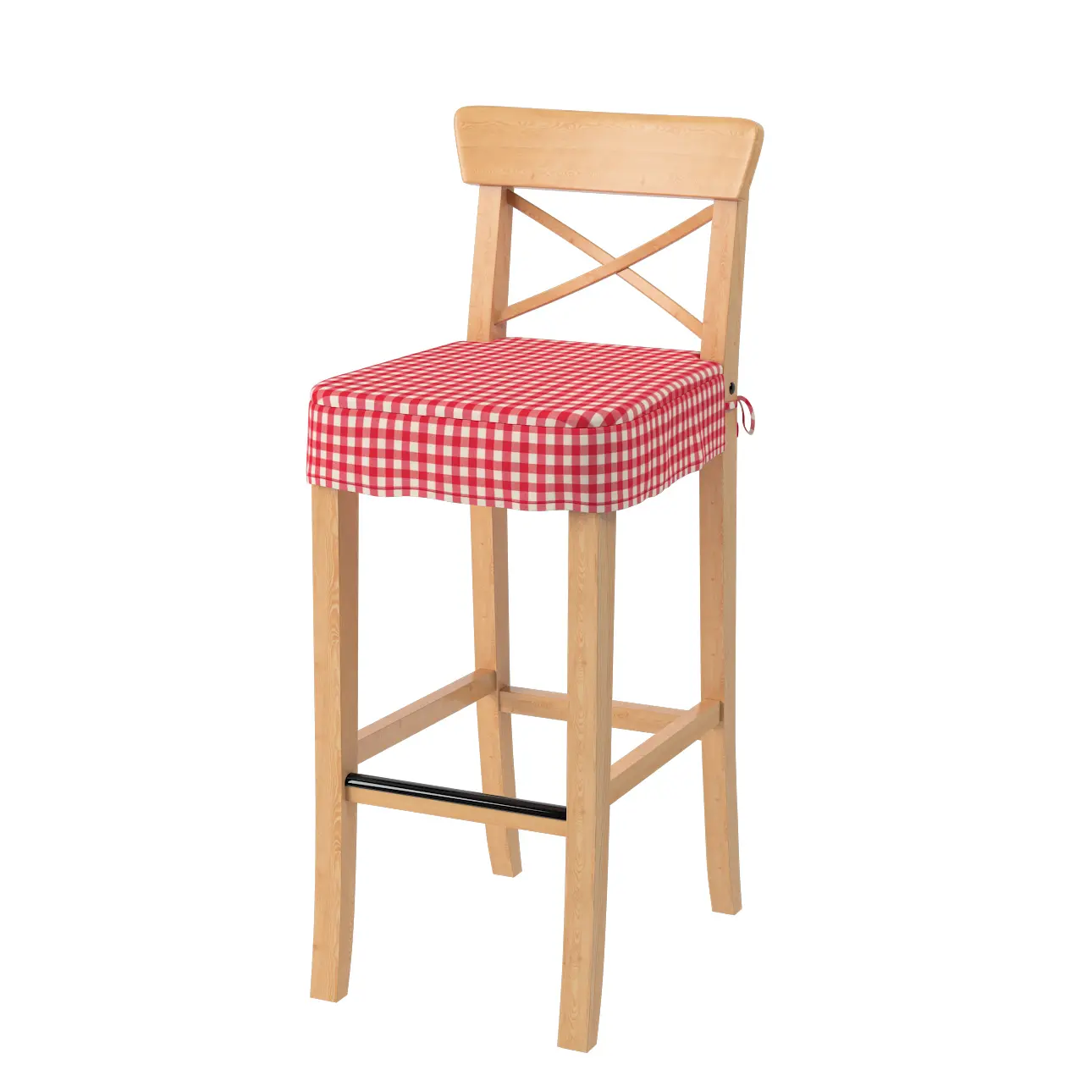 Dekoria Sedák na židli IKEA Ingolf - barová, červeno - bílá střední kostka, barová židle Ingolf, Quadro, 136-16