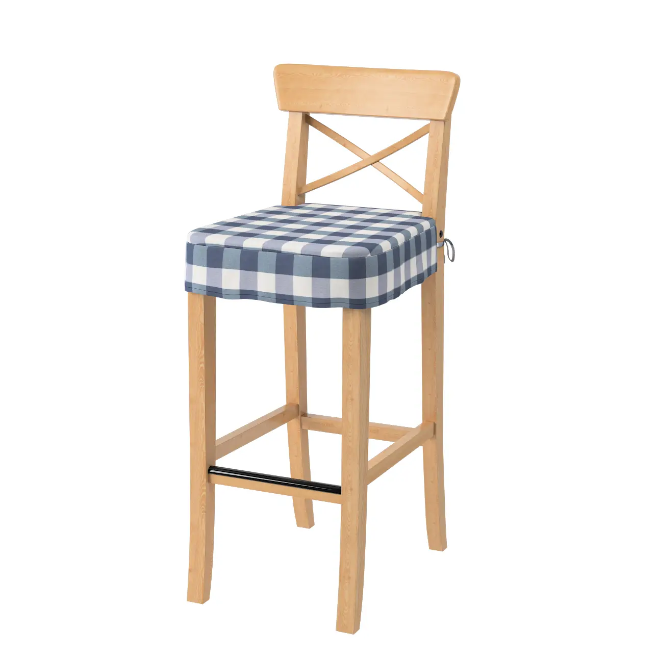 Dekoria Sedák na židli IKEA Ingolf - barová, tmavě modrá kostka velká, barová židle Ingolf, Quadro, 136-03
