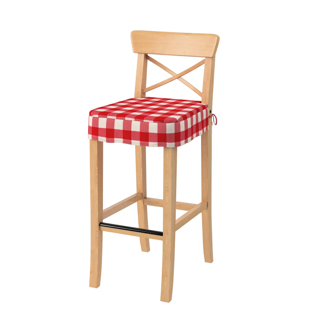 Dekoria Sedák na židli IKEA Ingolf - barová, tmavě červená kostka velká, barová židle Ingolf, Quadro, 136-18