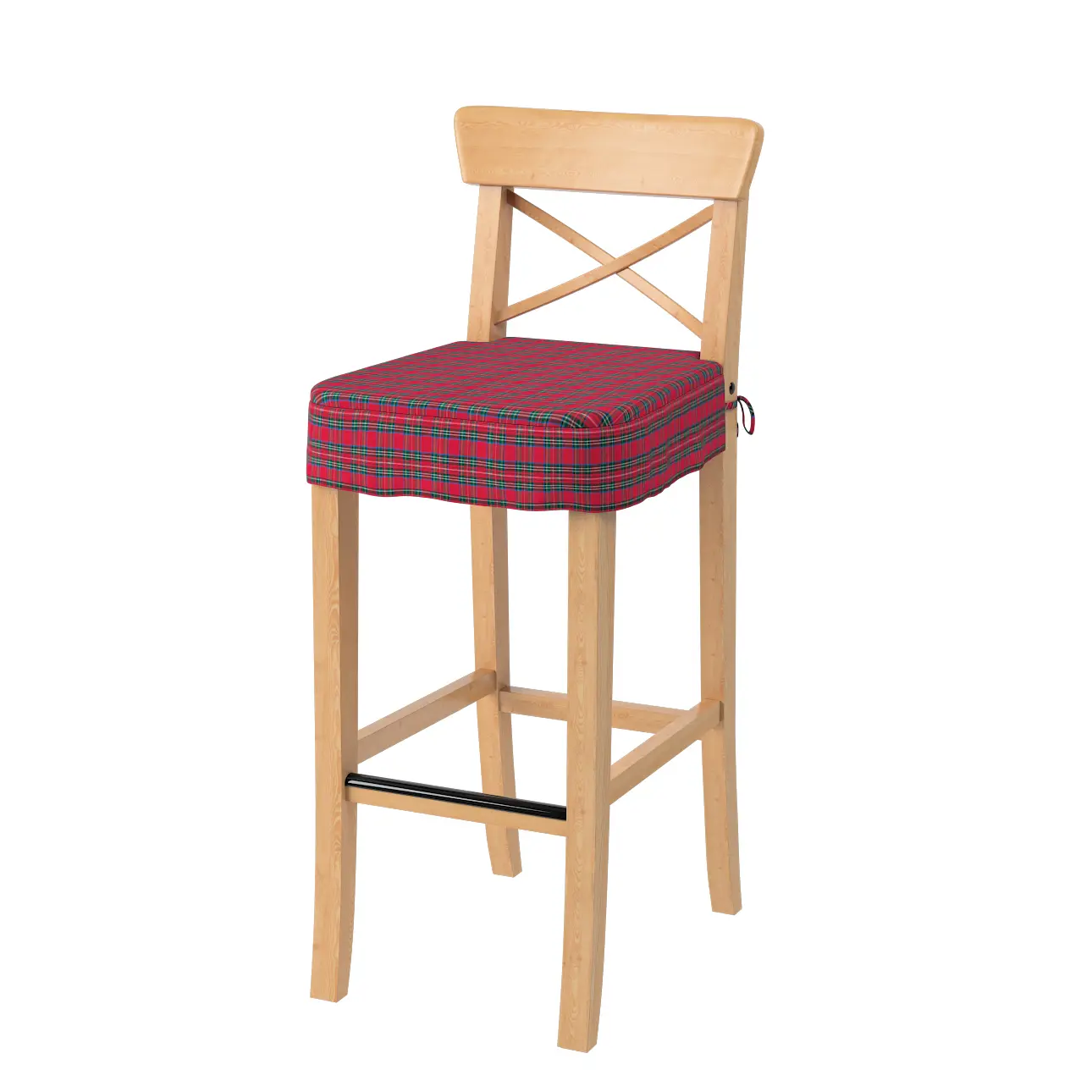 Dekoria Sedák na židli IKEA Ingolf - barová, kostka červená/zelená, barová židle Ingolf, Quadro, 126-29