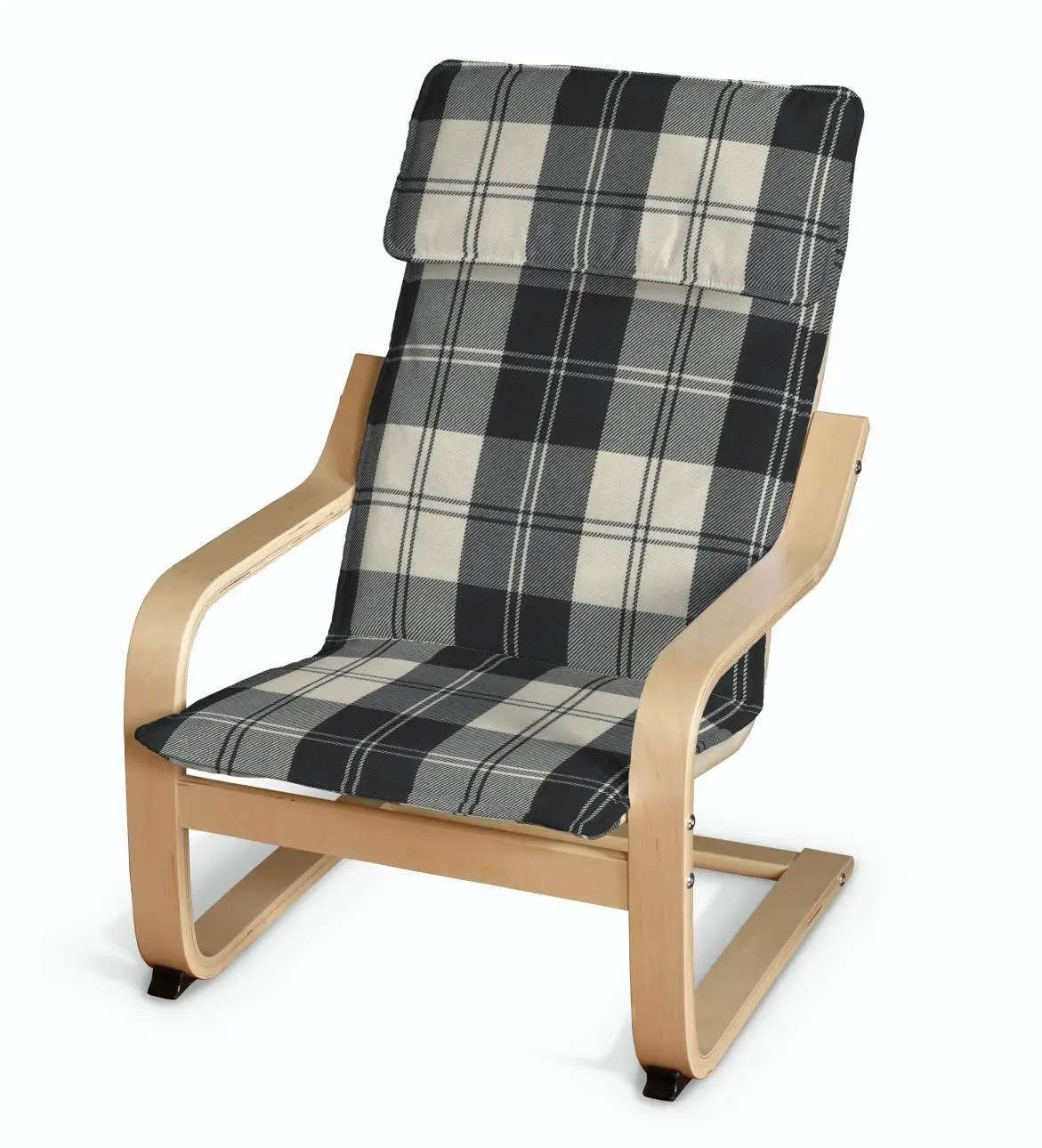 Dekoria Sedák na dětské křeslo IKEA Poäng,  černo-bílá kostka, Poäng - dětské křeslo, Edinburgh, 115-74