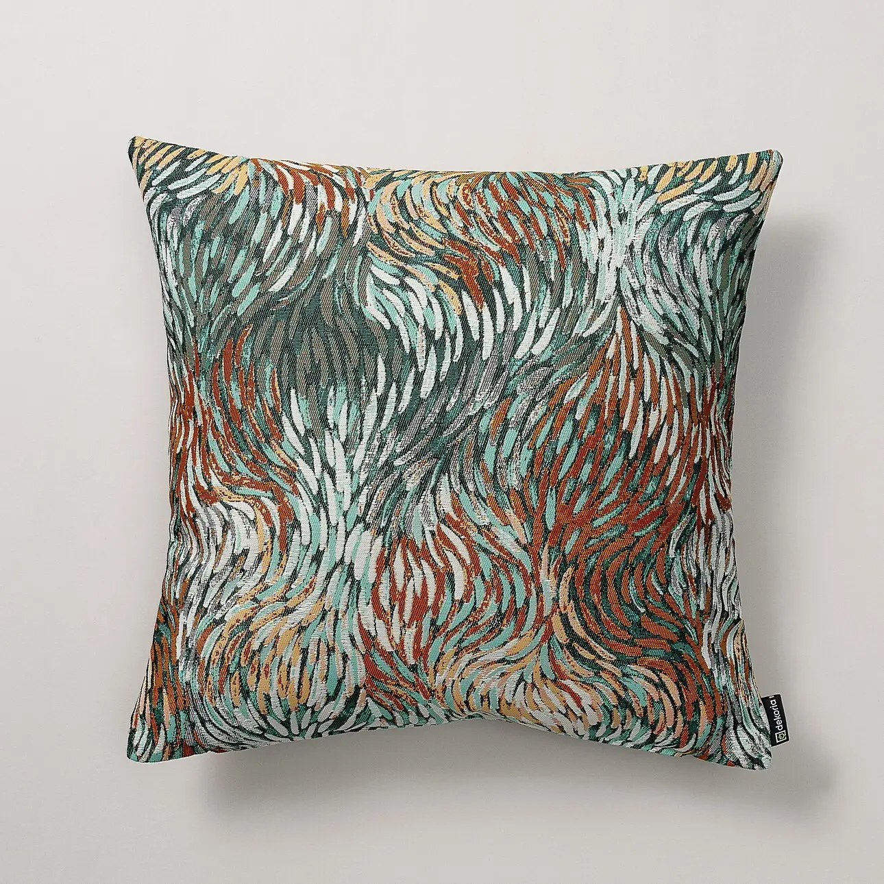 Dekoria Kinga - potah na polštář jednoduchý, zelená/oranžová, 60 x 60 cm, Intenso Premium, 144-31