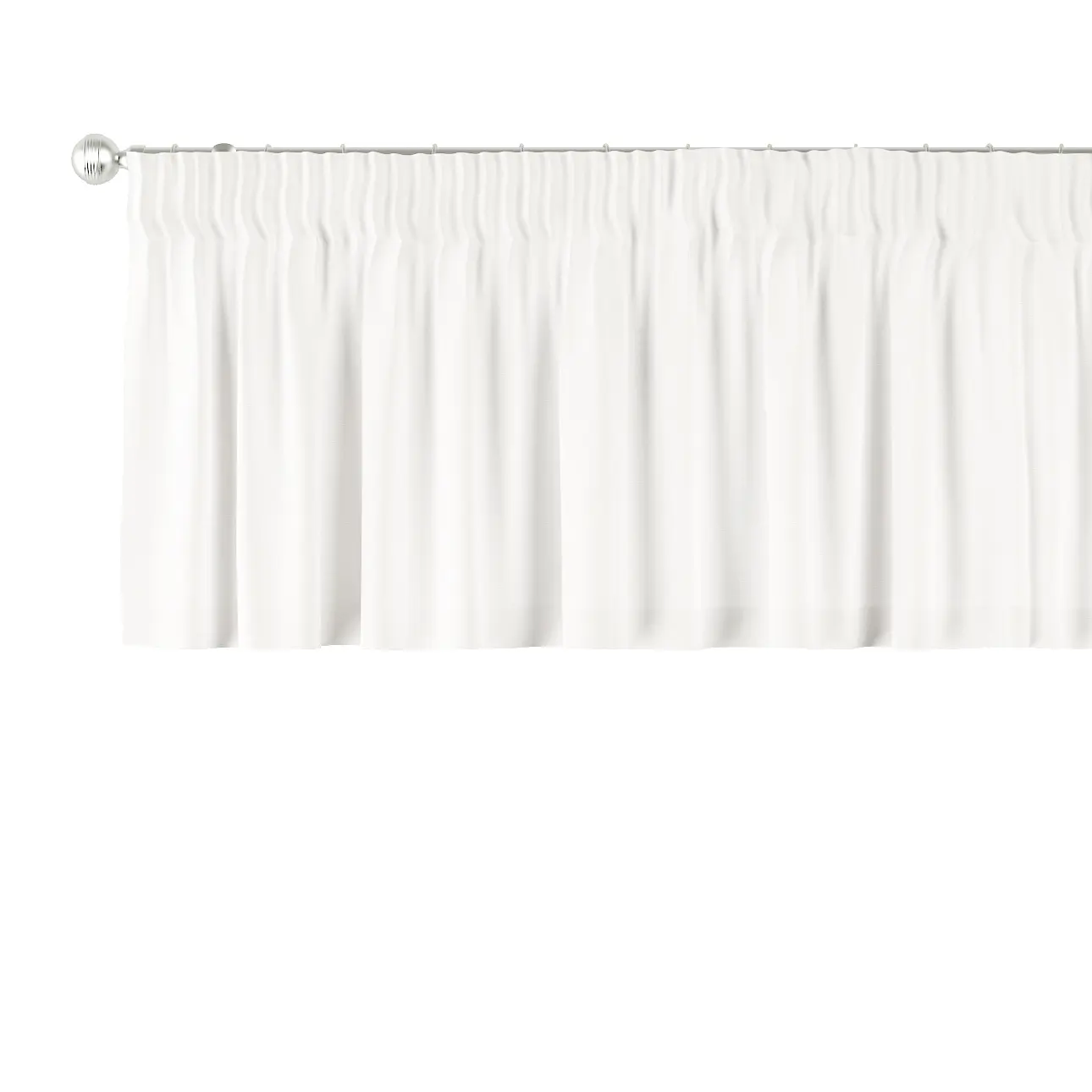 Dekoria Krátký závěs na řasící pásce, sněhová bílá, 130 x 40 cm, Cotton Panama, 702-49