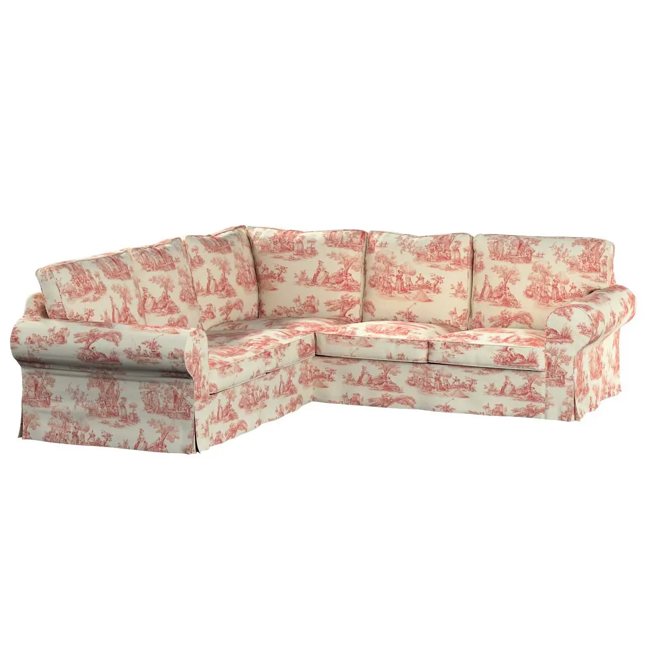 Dekoria Potah na pohovku IKEA  Ektorp rohová, pozadí režné, červené postavy, pohovka Ektorp rohová, Avinon, 132-15