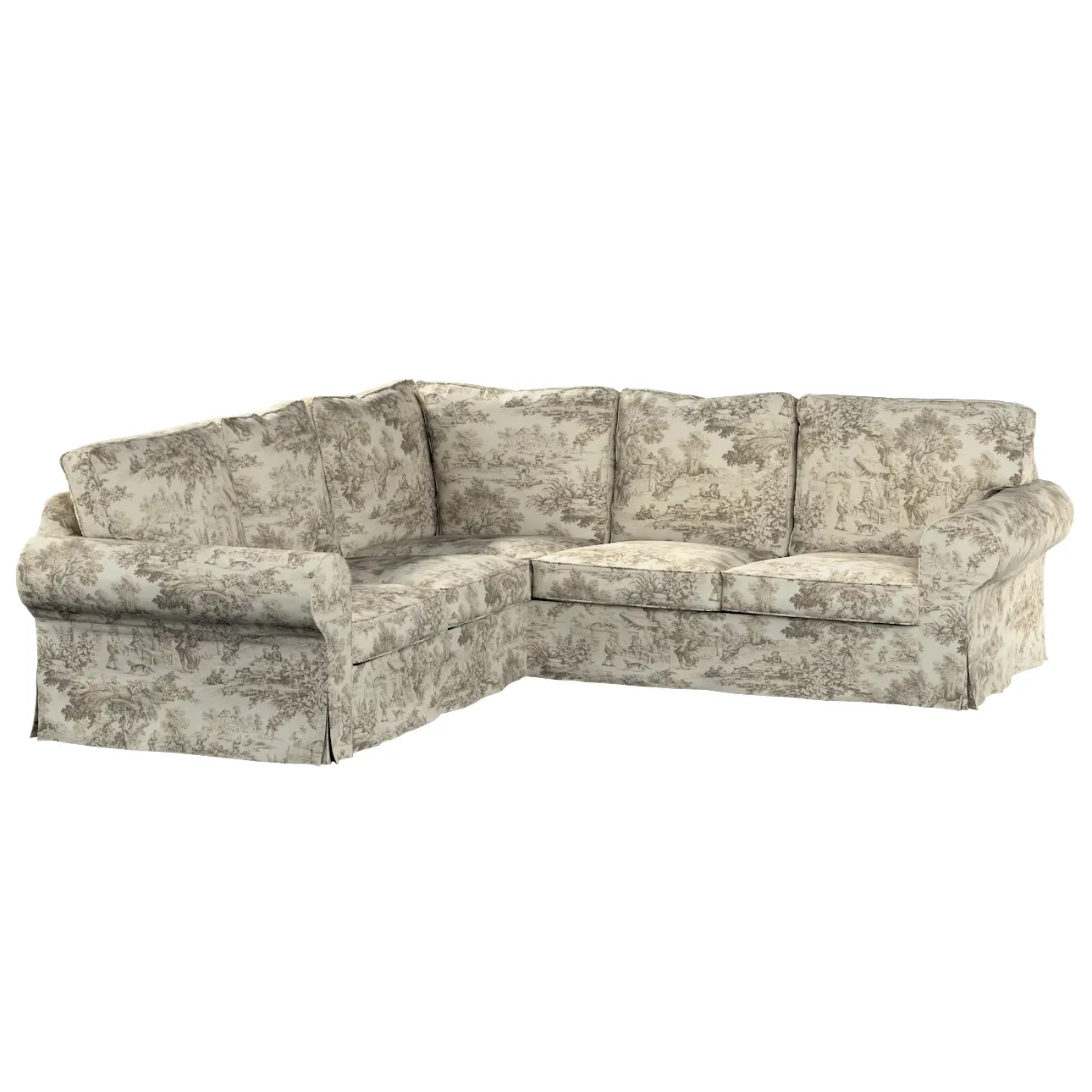 Dekoria Potah na pohovku IKEA  Ektorp rohová, ecru pozadí, béžové postavy, pohovka Ektorp rohová, Avinon, 144-53