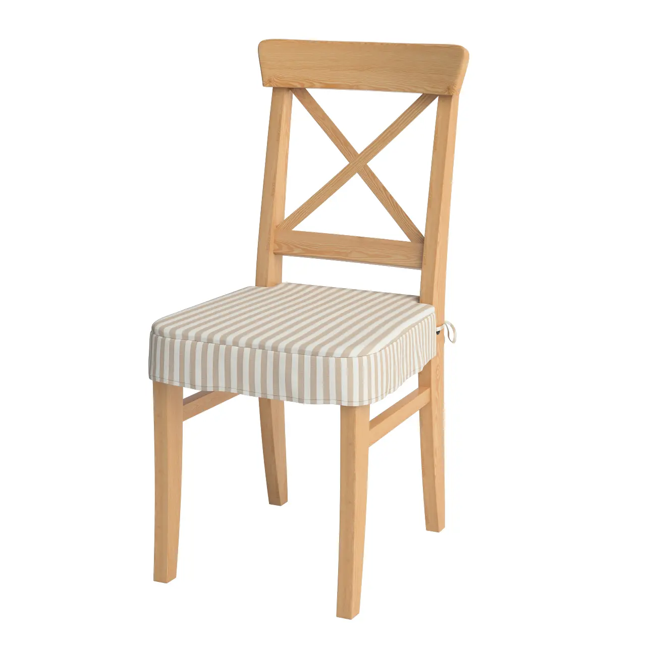Dekoria Sedák na židli IKEA Ingolf, béžová - bílá pruhy, židle Inglof, Quadro, 136-07