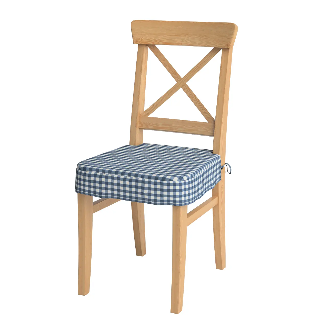 Dekoria Sedák na židli IKEA Ingolf, tmavě modrá - bílá střední kostka, židle Inglof, Quadro, 136-01