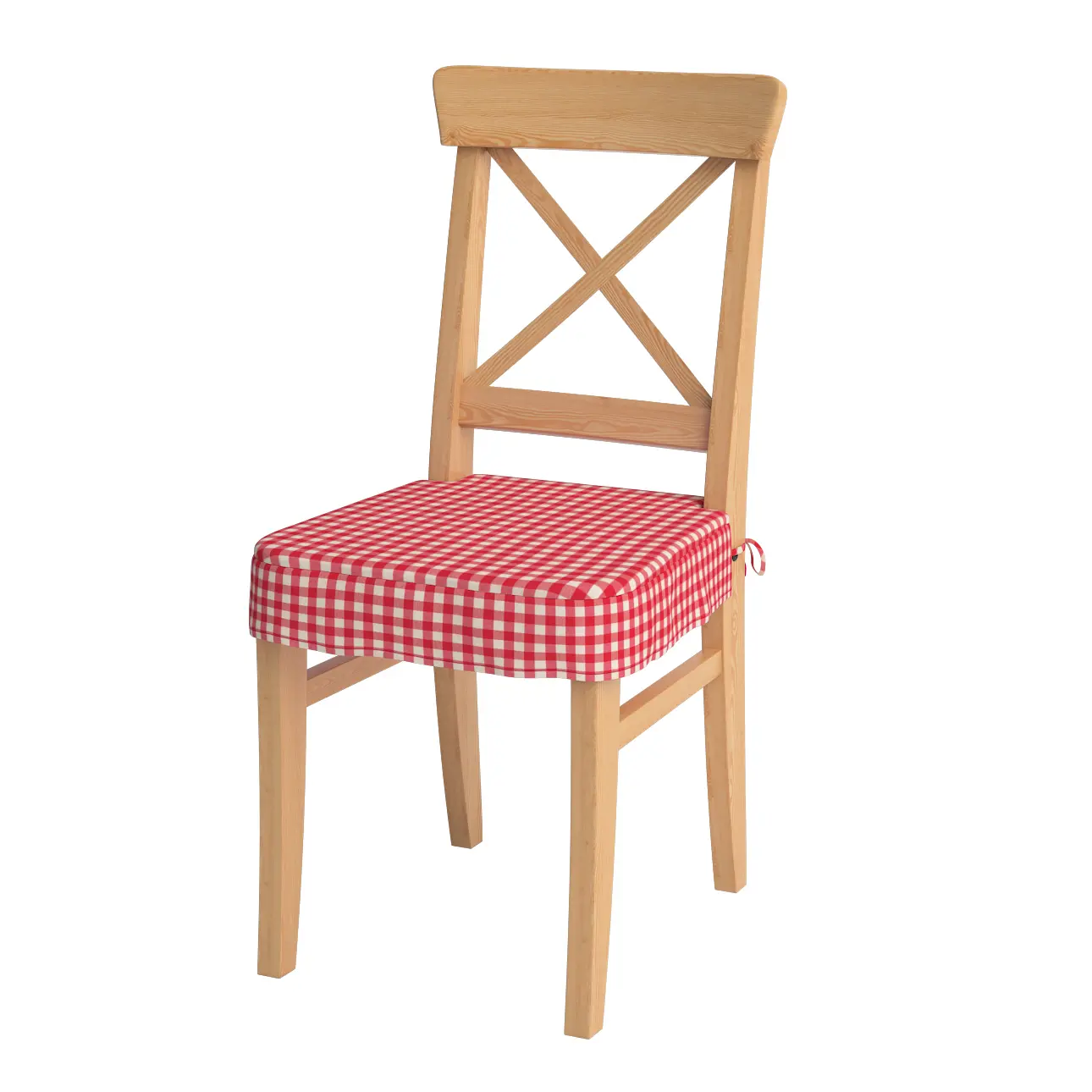 Dekoria Sedák na židli IKEA Ingolf, červeno - bílá střední kostka, židle Inglof, Quadro, 136-16