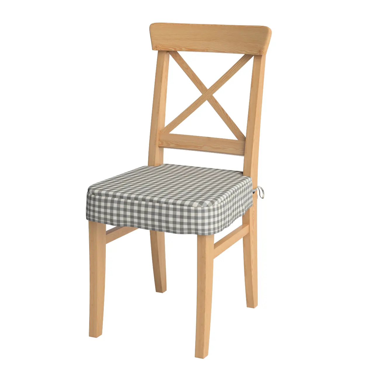 Dekoria Sedák na židli IKEA Ingolf, šedo - bílá střední kostka, židle Inglof, Quadro, 136-11